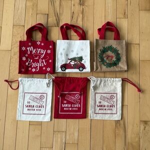 Festive Holiday Tote and Drawstring Bag Set